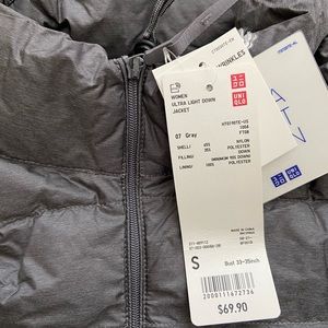 Uniqlo ultra light puffer gray size small